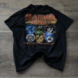 Black T-Shirt with Colorful Hero Graphics